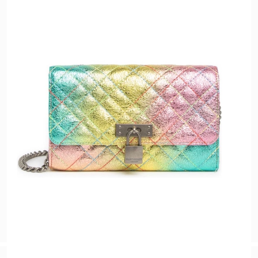Kurt Geiger London Brixton Metallic Leather Wallet on chain NWOT